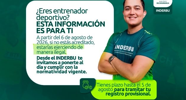 INDERBU informa sobre nueva reglamentación para entrenadores deportivos en Colombia.